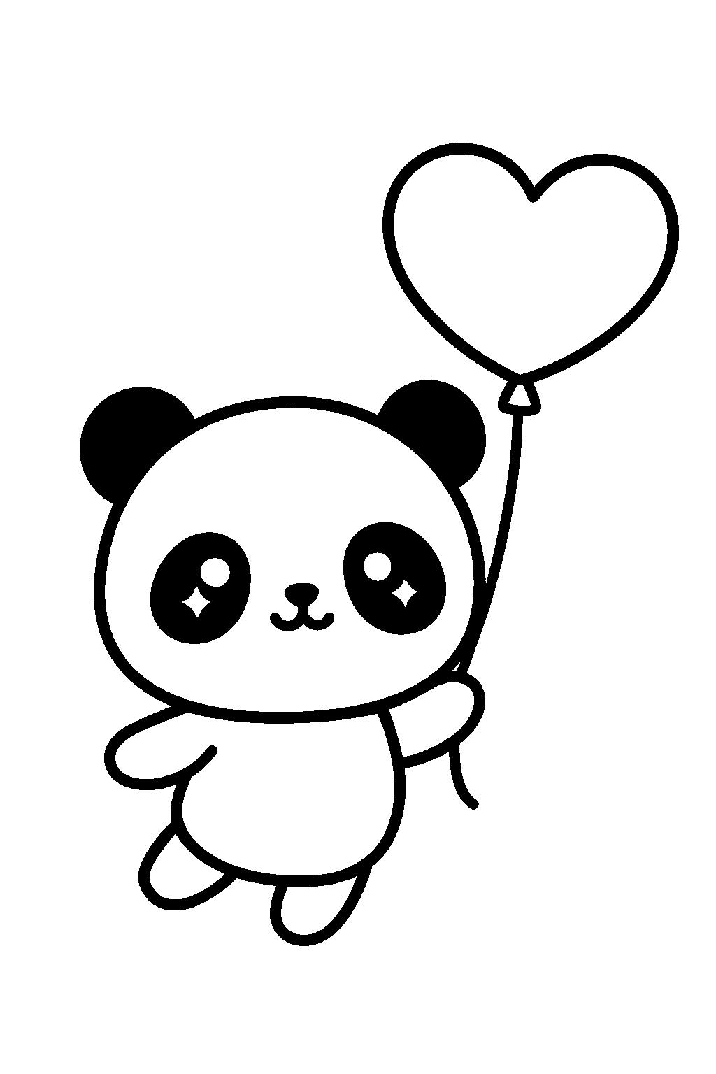 Panda z balonem — darmowa kolorowanka do druku