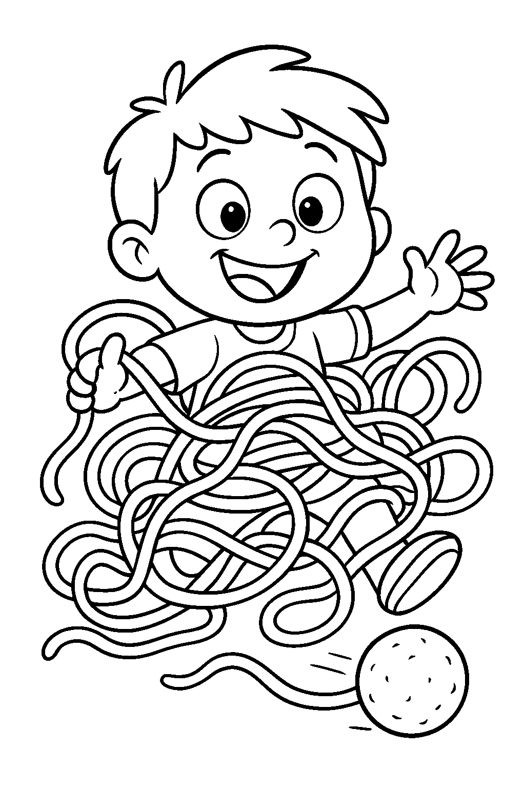 Spaghetti tańczą — darmowa kolorowanka do druku