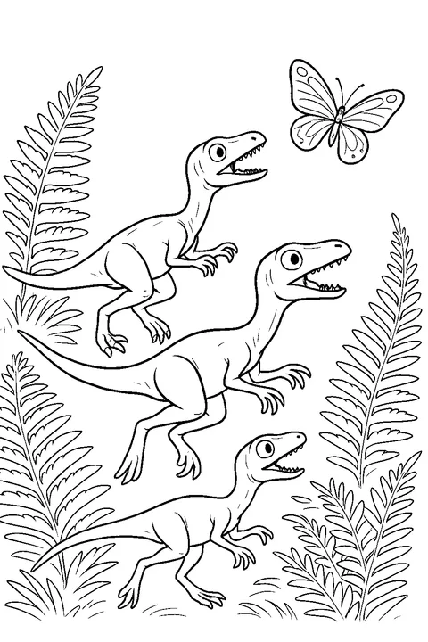 Mały dinozaur w pogoni — Drukuj PDF