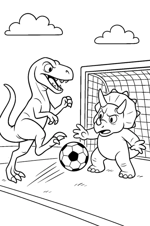 Dinozaury grają w piłkę — Drukuj PDF