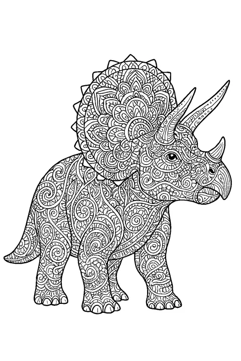 Triceratops z ornamentem — Drukuj PDF