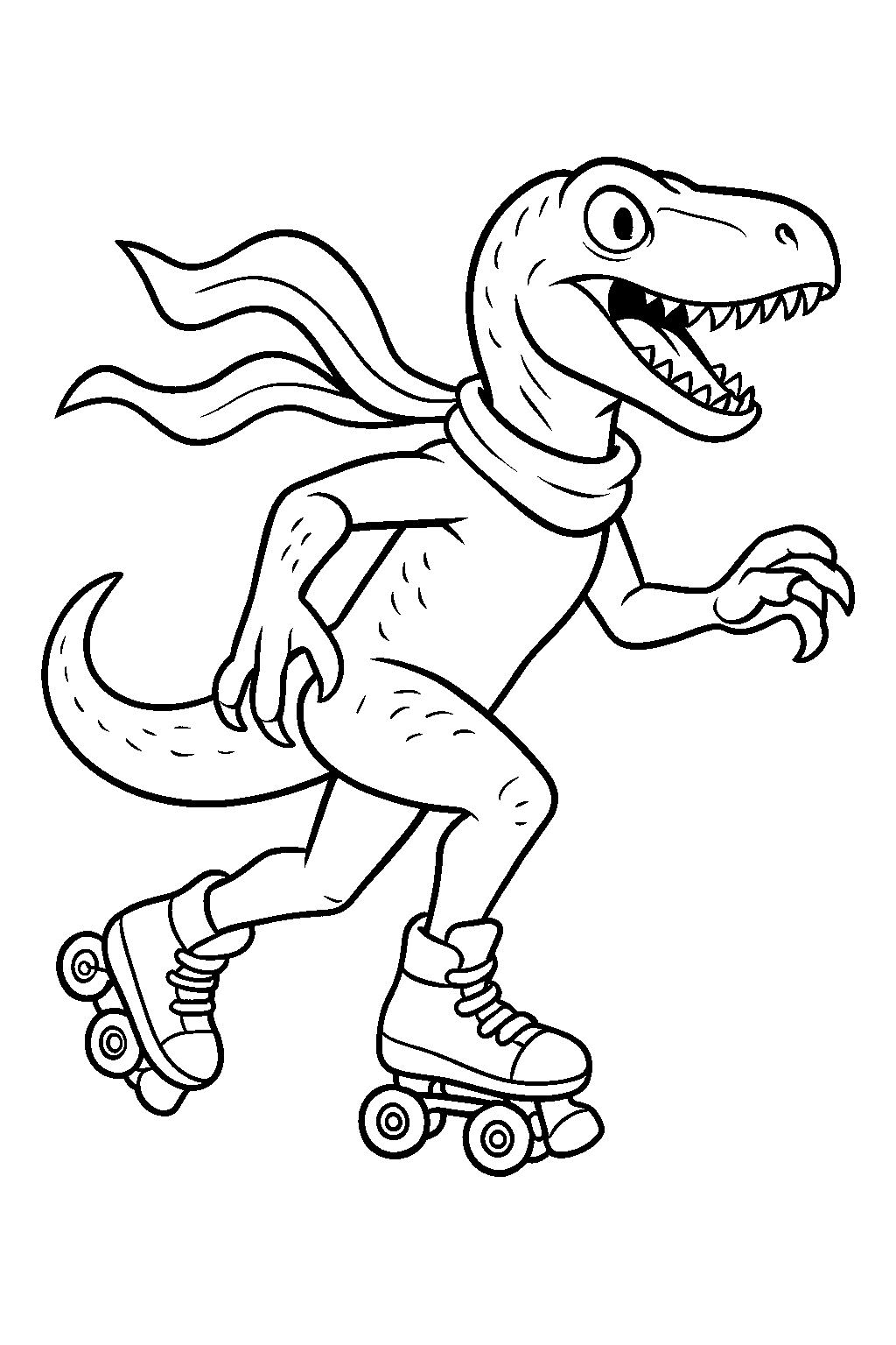 Raptor na rolkach — darmowa kolorowanka do druku