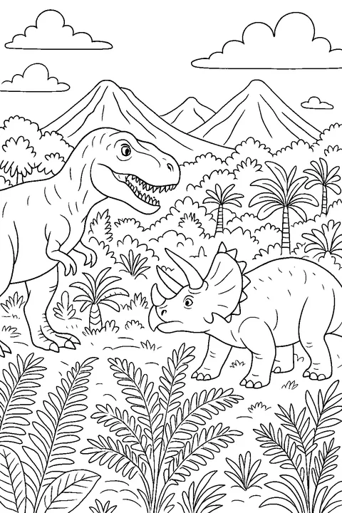 Tyranozaur spotyka triceratopsa — Drukuj PDF