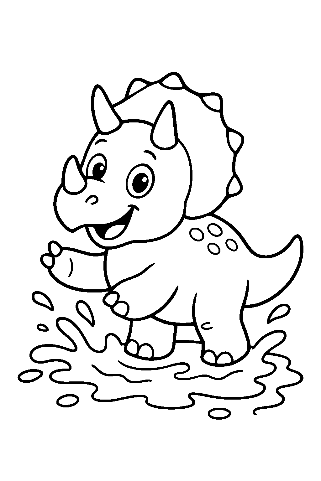 Triceratops w błocie — darmowa kolorowanka do druku