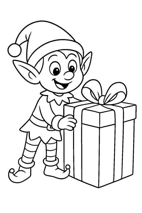 Elf pakujący prezenty — Drukuj PDF