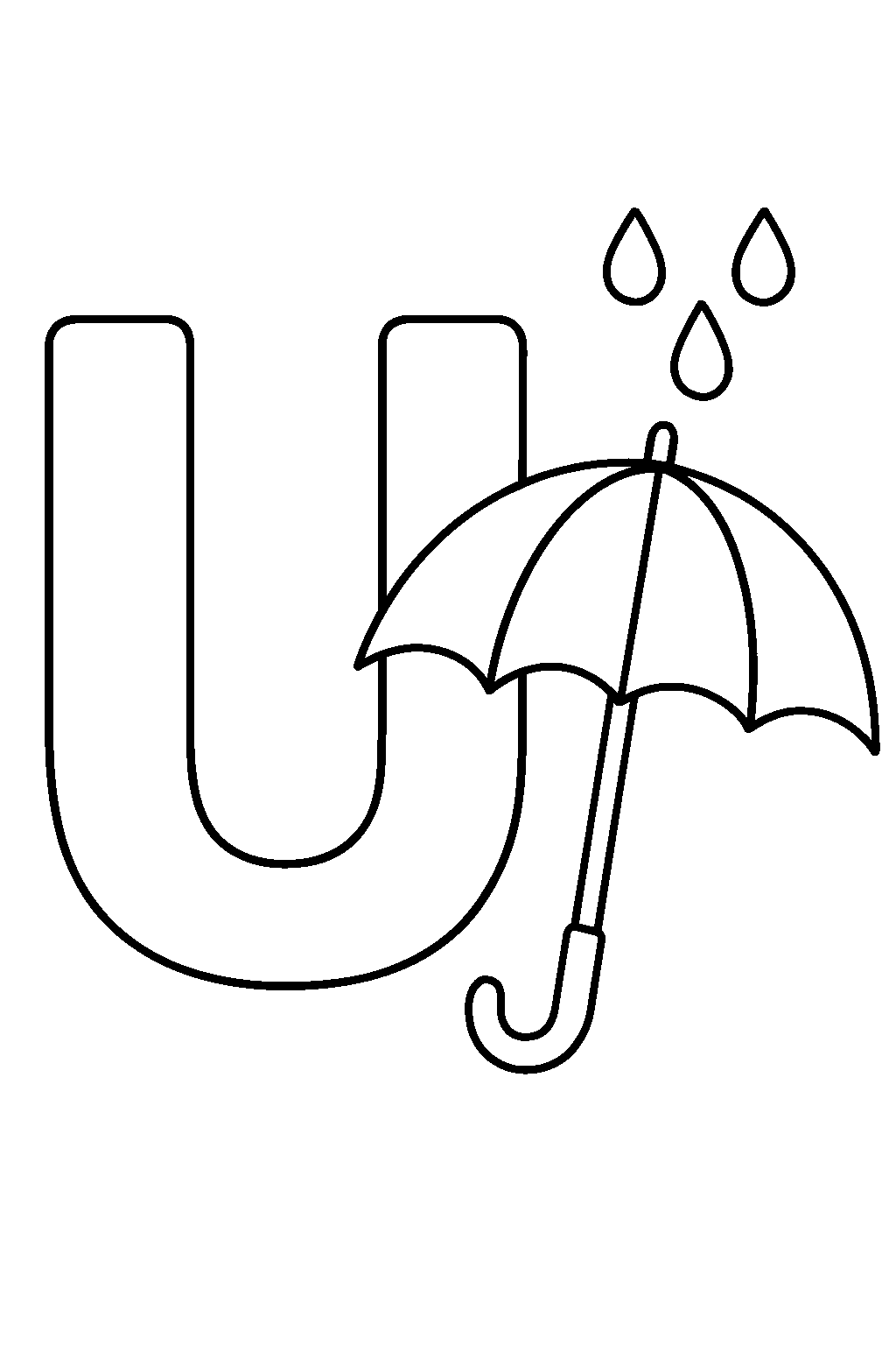 Litera U jak parasol — darmowa kolorowanka do druku