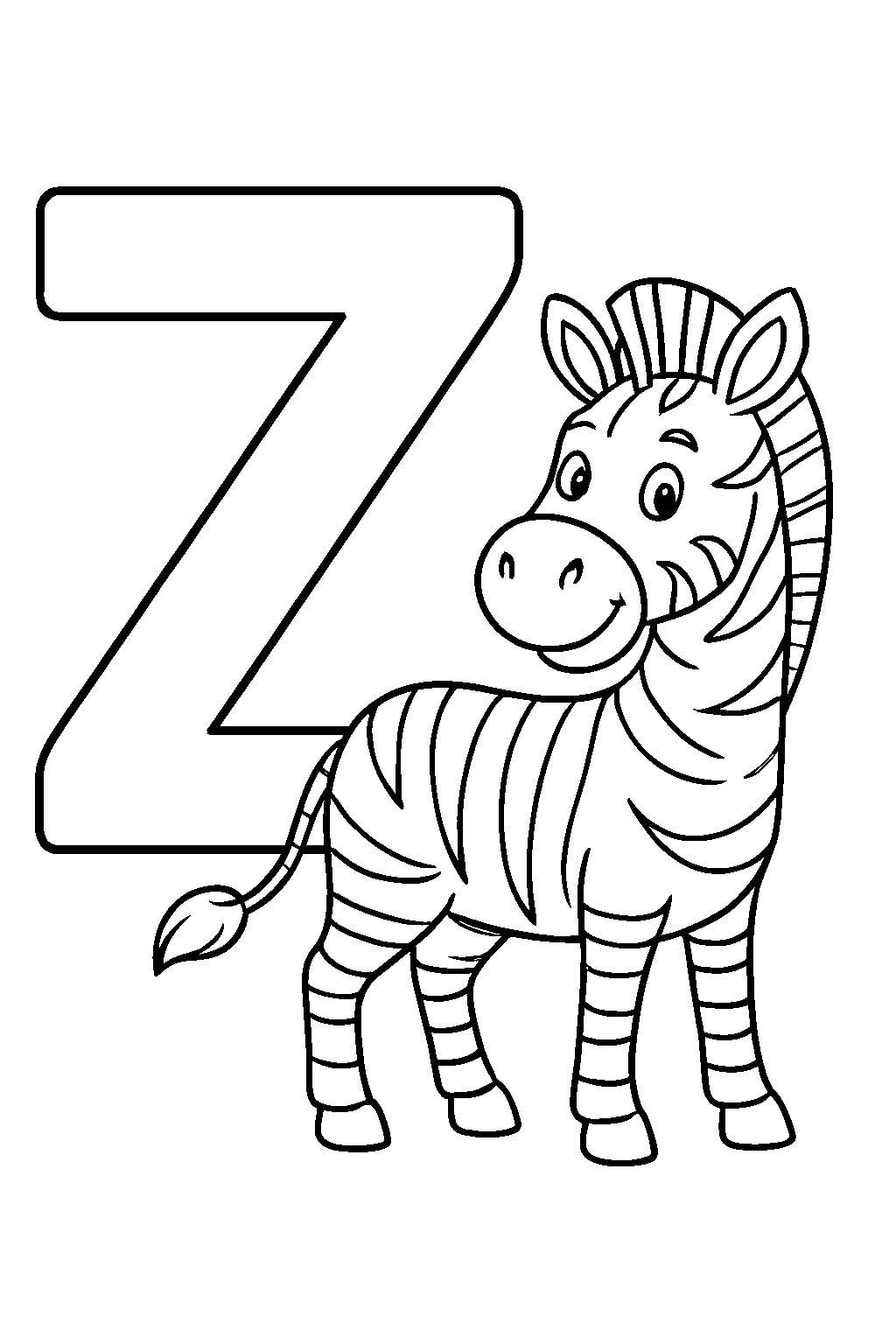 Litera Z jak zebra — darmowa kolorowanka do druku