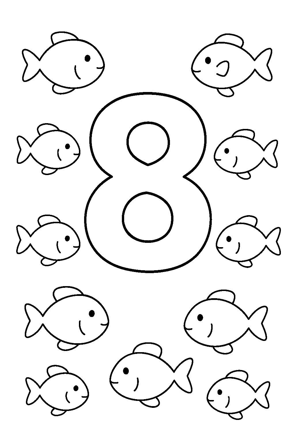 Cyfra 8 — darmowa kolorowanka do druku