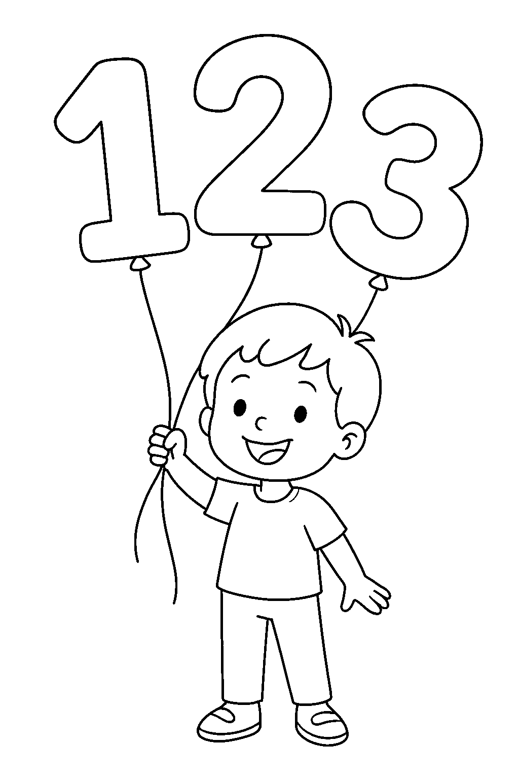 Balony liczby 1 2 3 — darmowa kolorowanka do druku