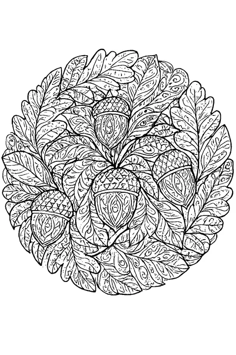 Mandala z liści — Drukuj PDF