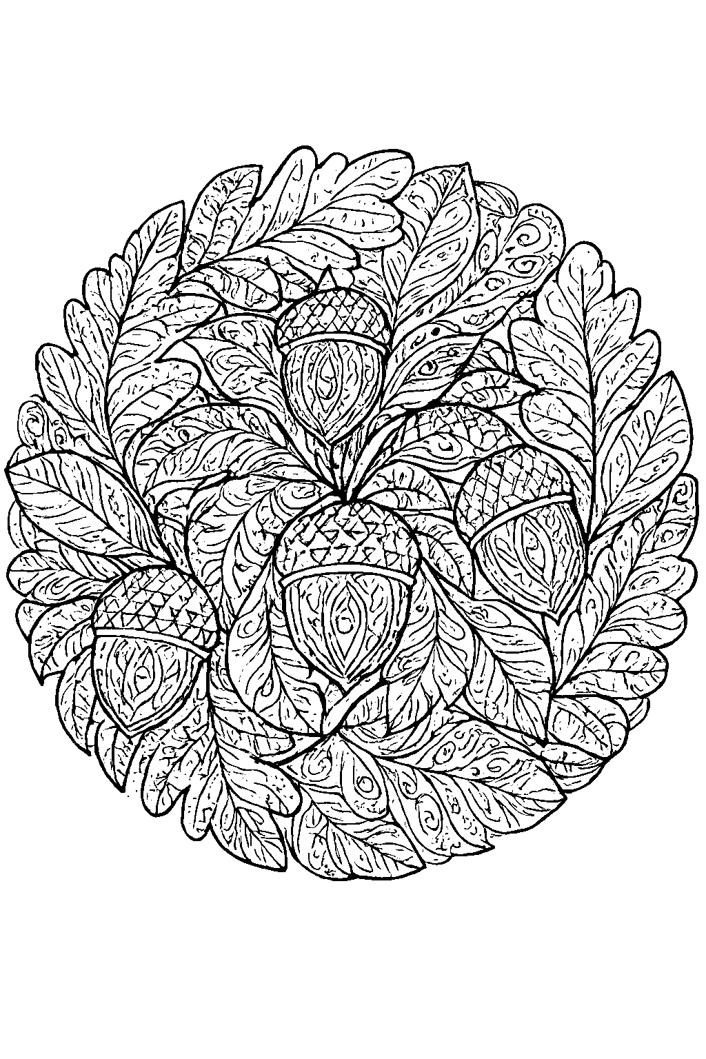 Mandala z liści — darmowa kolorowanka do druku