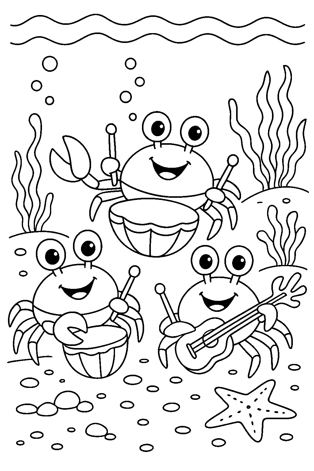 Koncert kraba — darmowa kolorowanka do druku