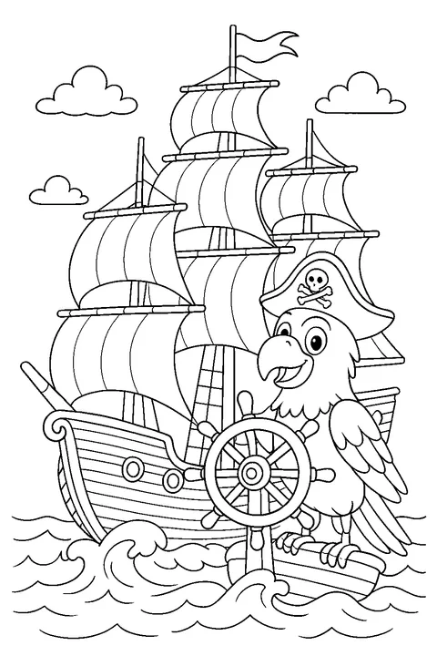 Statek pirata na morzu — Drukuj PDF