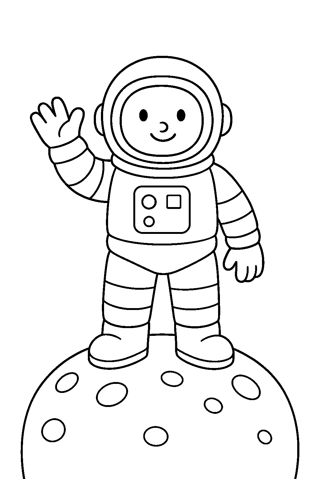 Astronauta macha ręką — darmowa kolorowanka do druku