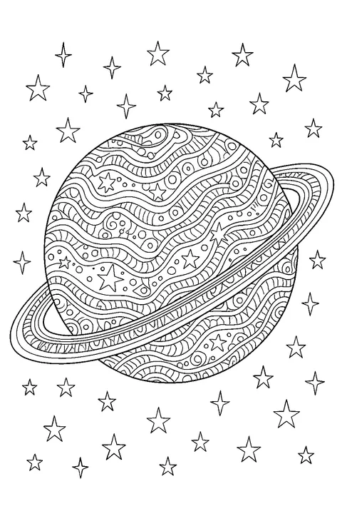 Ozdobna planeta z pierścieniami — Drukuj PDF