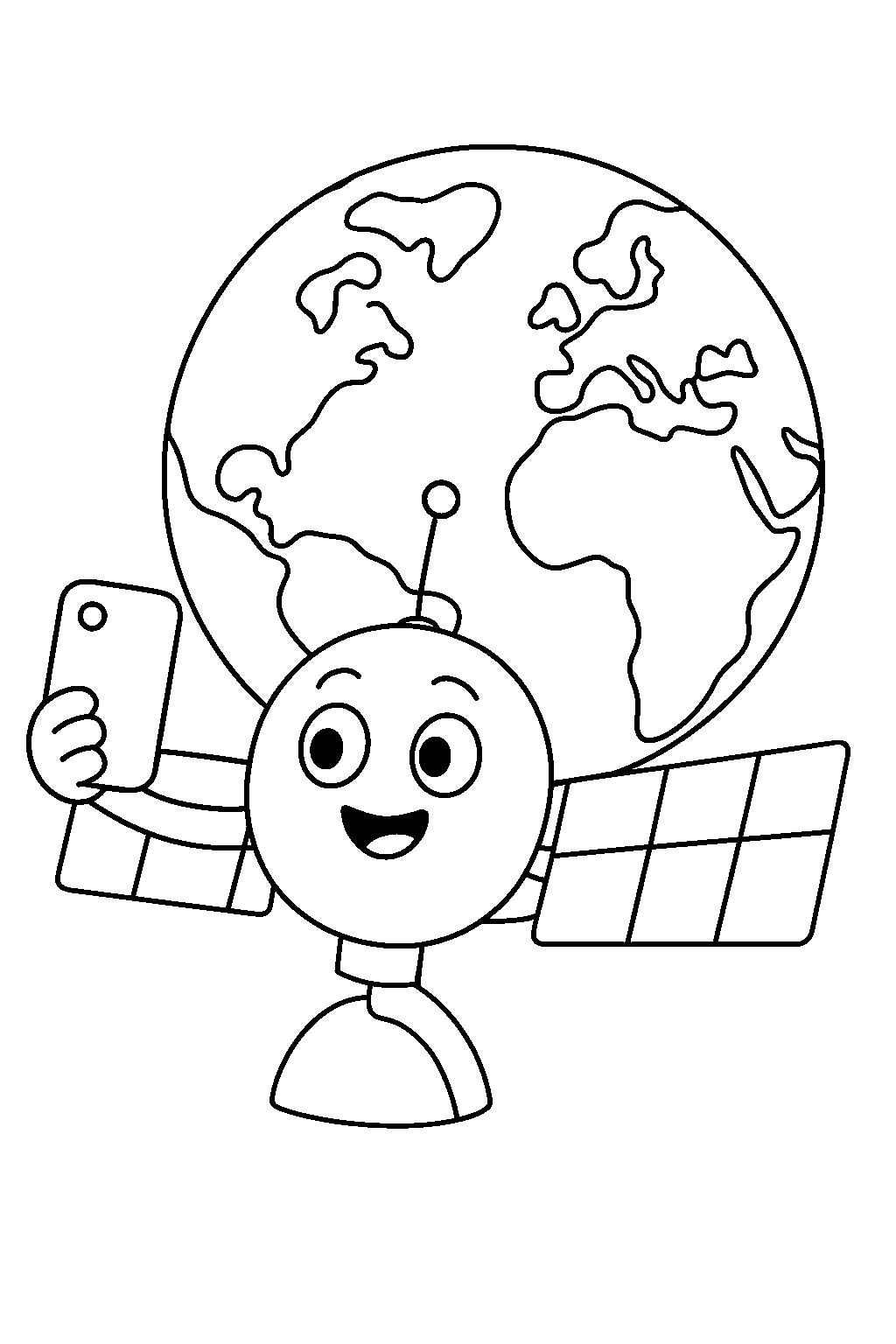 Selfie satelity — darmowa kolorowanka do druku
