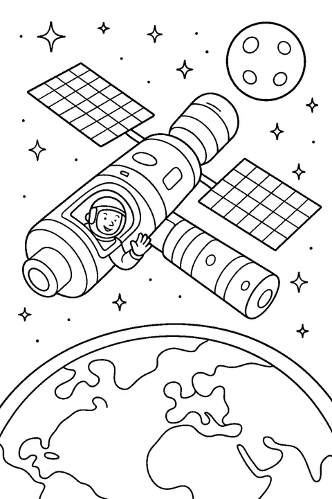 Stacja kosmiczna nad Ziemią — Drukuj PDF