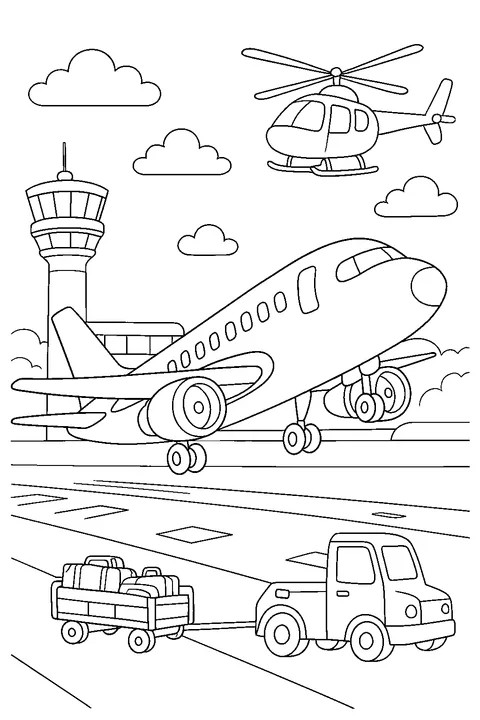 Busy dzień na lotnisku — Drukuj PDF