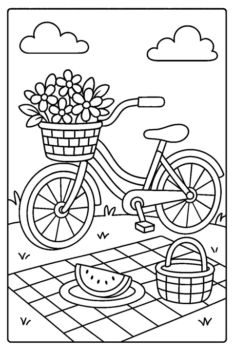 Rower z koszem — Drukuj PDF