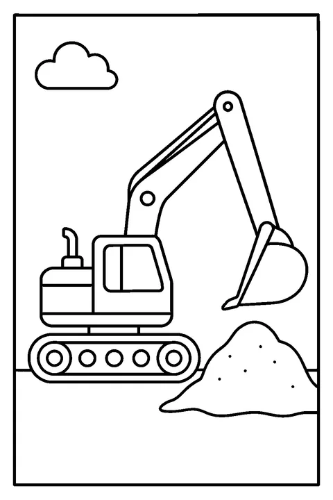 Duża żółta koparka — Drukuj PDF