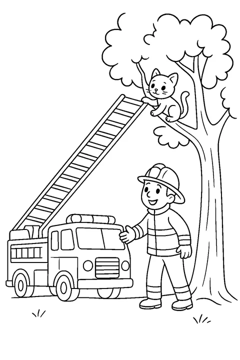 Wóz strażacki w akcji ratunkowej — Drukuj PDF