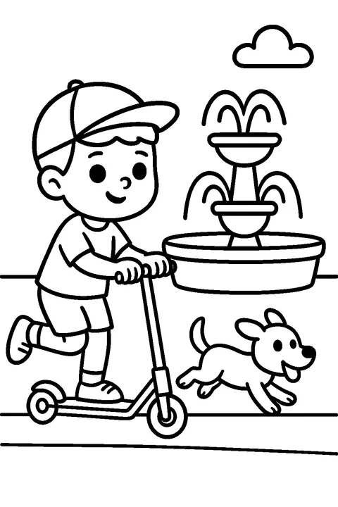 Hulajnoga w parku — Drukuj PDF