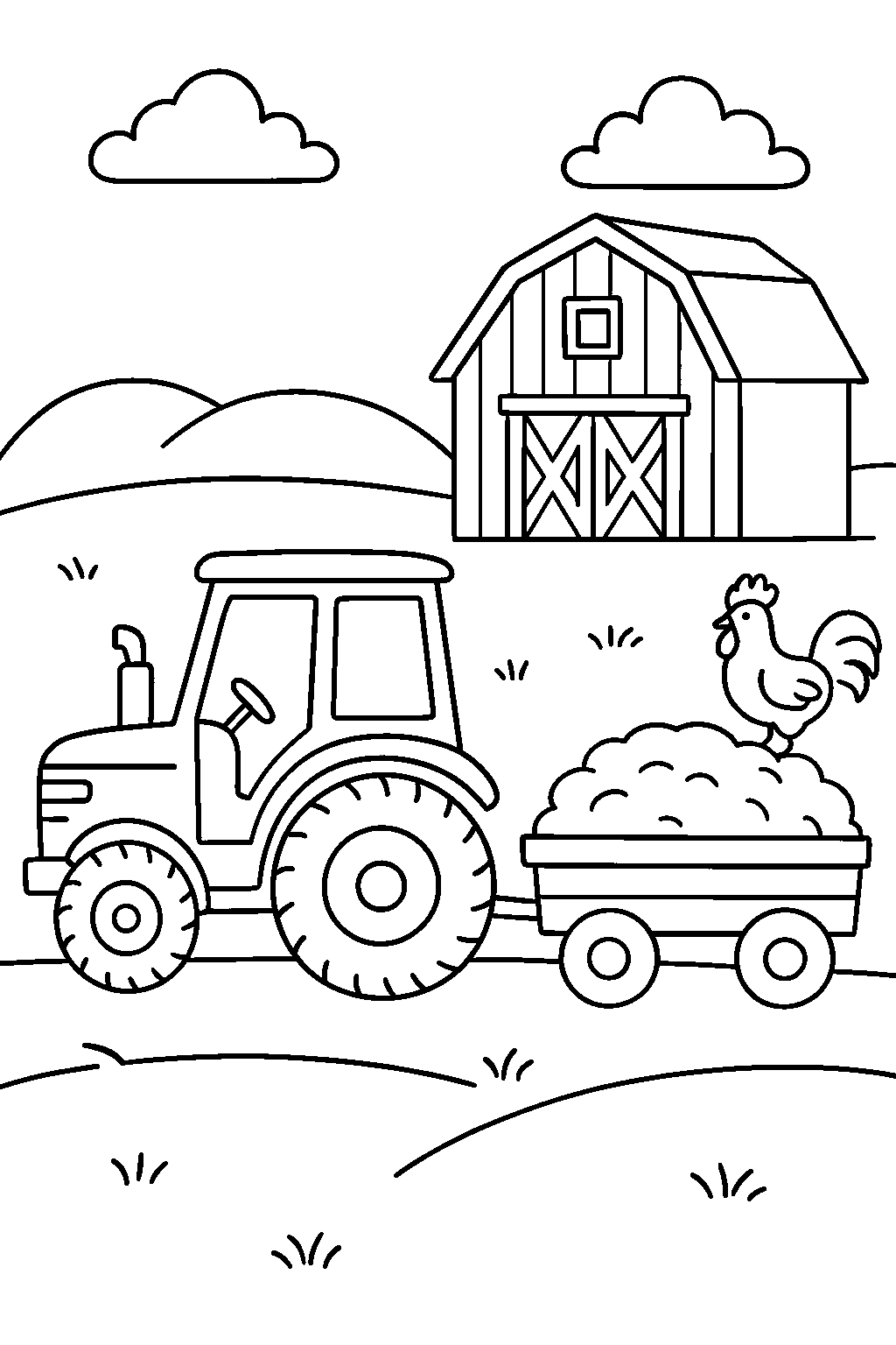 Traktor na farmie — darmowa kolorowanka do druku